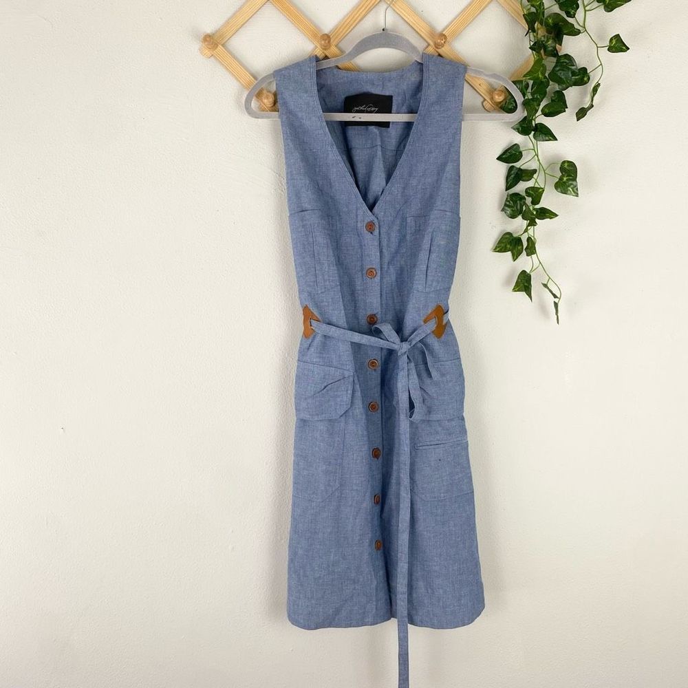 RACHEL COMEY Chambray Sleeveless Dress Blue Size Medium EUC U658